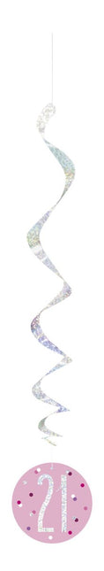 Hangdecoratie 21 Jaar Roze 81cm 6st van Unique koop je bij Partywinkel