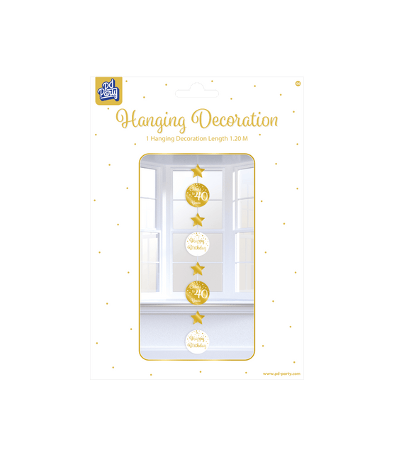 Hangdecoratie 40 Jaar Goud Wit 20,5cm van Paper Dreams koop je bij Partywinkel