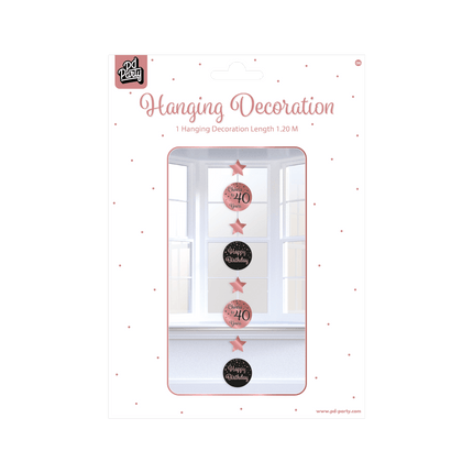 Hangdecoratie 40 Jaar Roze Zwart 20,5cm van Paper Dreams koop je bij Partywinkel