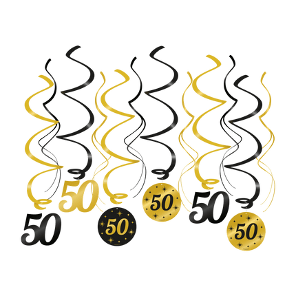 Hangdecoratie 50 Jaar 14cm 12st van Paper Dreams koop je bij Partywinkel