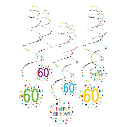 Hangdecoratie 60 Jaar Happy Birthday Confetti 61cm 6st van Riethmueller koop je bij Partywinkel