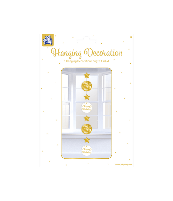 Hangdecoratie 65 Jaar Goud Wit 20,5cm van Paper Dreams koop je bij Partywinkel