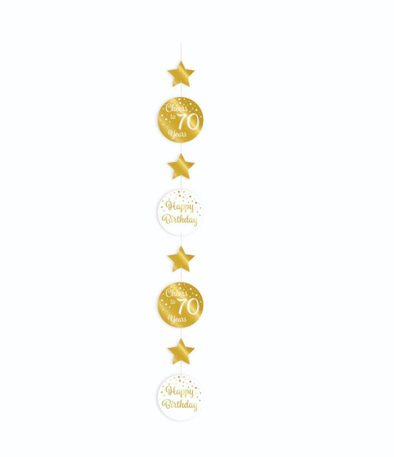 Hangdecoratie 70 Jaar Goud Wit 20,5cm van Paper Dreams koop je bij Partywinkel