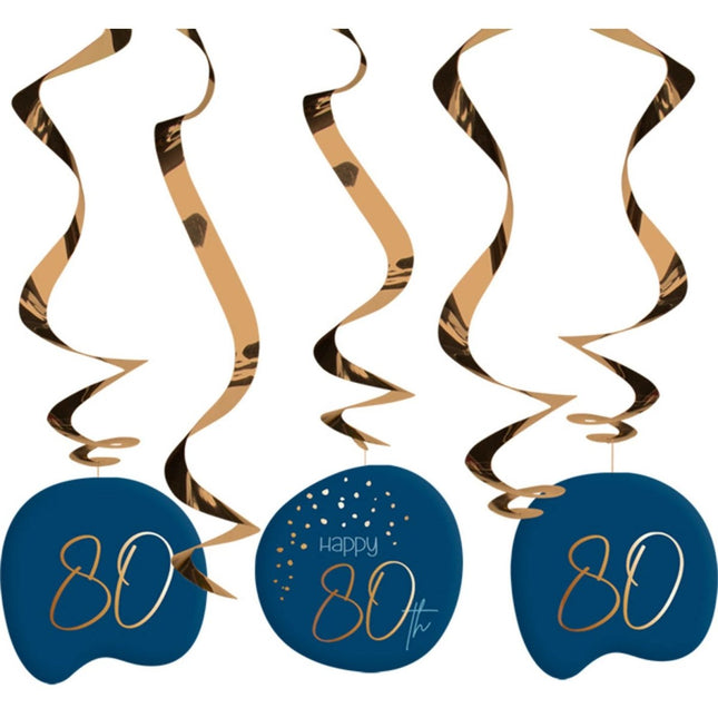 Hangdecoratie 80 Jaar Blauw 75cm 5st van Folat koop je bij Partywinkel