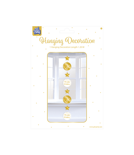Hangdecoratie 80 Jaar Goud Wit 20,5cm van Paper Dreams koop je bij Partywinkel