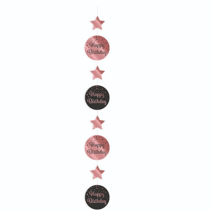Hangdecoratie Happy Birthday Roze Zwart 20,5cm van Paper Dreams koop je bij Partywinkel
