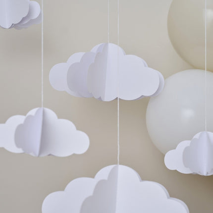 Hangdecoratie Wolken 3D 15cm 5st van Ginger Ray koop je bij Partywinkel
