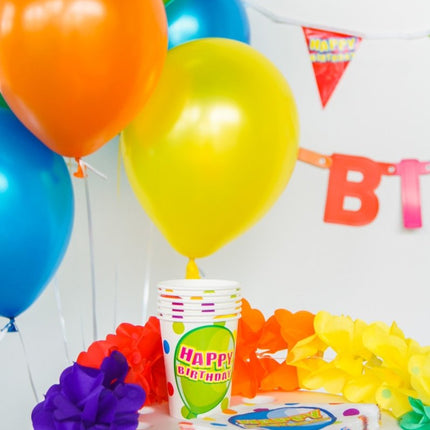Happy Birthday Ballonnen Bekers 250ml 6st van Folat koop je bij Partywinkel