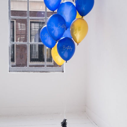 Happy Birthday Ballonnen Blauw 30cm 12st van Folat koop je bij Partywinkel