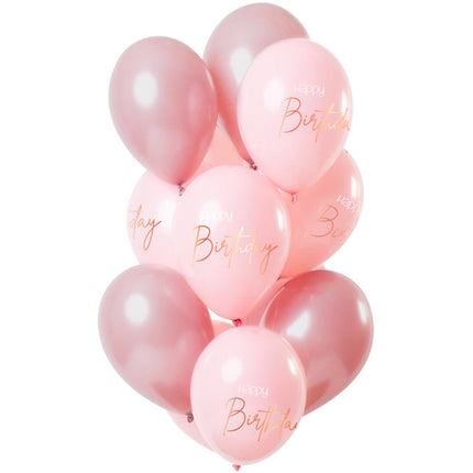 Happy Birthday Ballonnen Roze 30cm 12st van Folat koop je bij Partywinkel