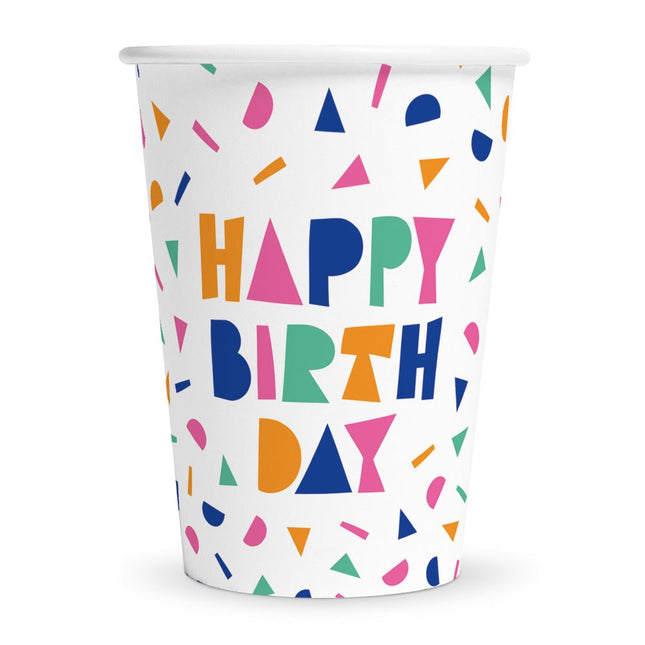 Happy Birthday Bekers Confetti 210ml 8st van WeFiesta koop je bij Partywinkel