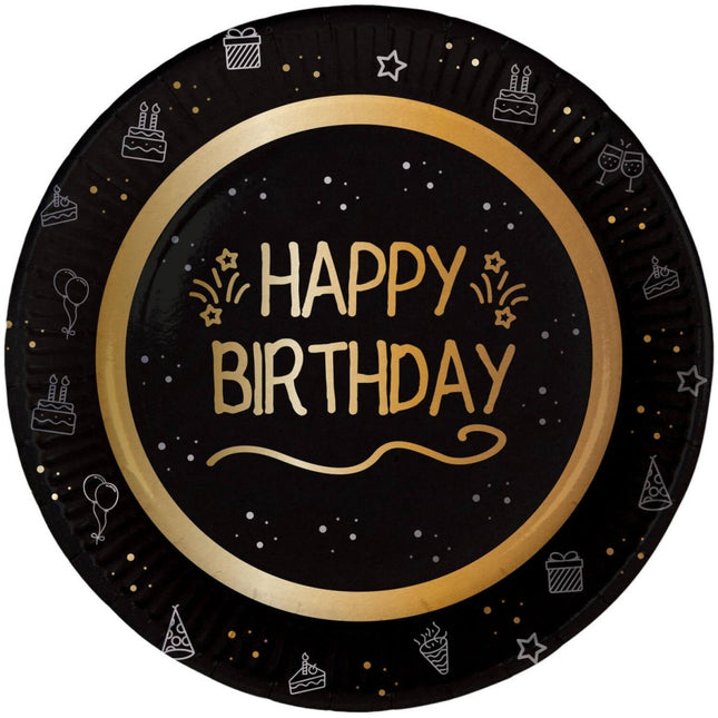 Happy Birthday Borden Papier 23cm 8st van Folat koop je bij Partywinkel