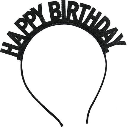 Happy Birthday Haarband Zwart Zilveren van Fiestas Guirca koop je bij Partywinkel