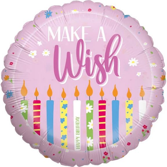 Happy Birthday Helium Ballon Roze Make A Wish Leeg 45cm van VDV Benefit koop je bij Partywinkel