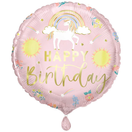 Happy Birthday Helium Ballon Unicorn Leeg 45cm van Unique koop je bij Partywinkel