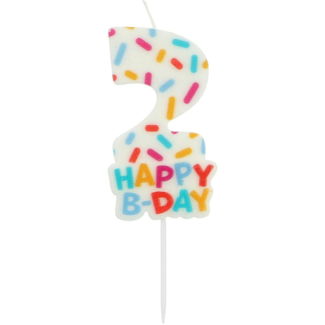 Happy Birthday Kaars 2 Jaar 7cm van Folat koop je bij Partywinkel