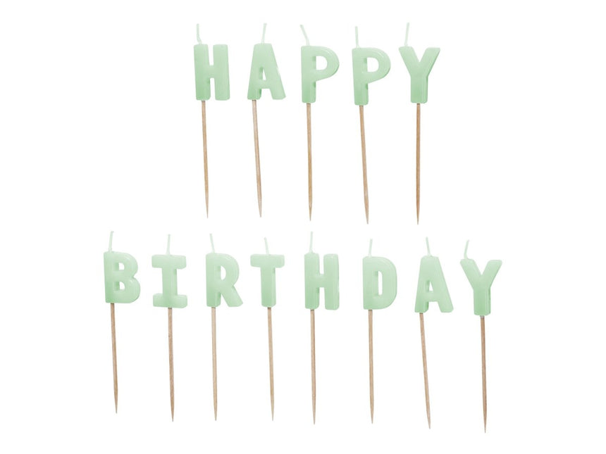 Happy Birthday Kaars Turquoise 13st van Partydeco koop je bij Partywinkel