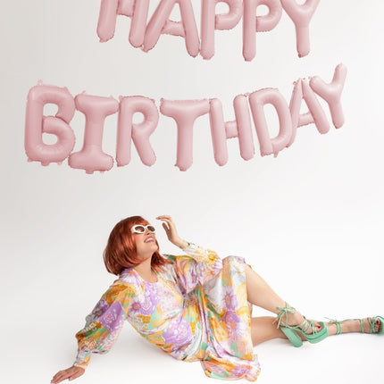 Happy Birthday Letter Ballon Lichtroze 3,4m van Partydeco koop je bij Partywinkel
