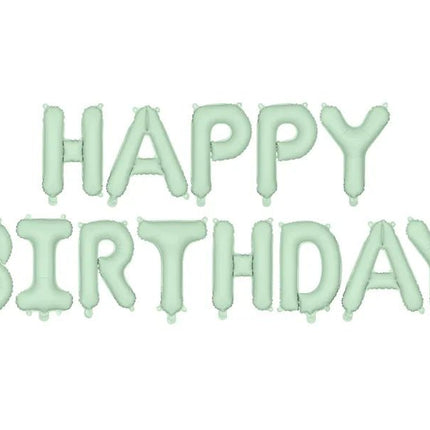 Happy Birthday Letter Ballon Mintgroen 3,4m van Partydeco koop je bij Partywinkel