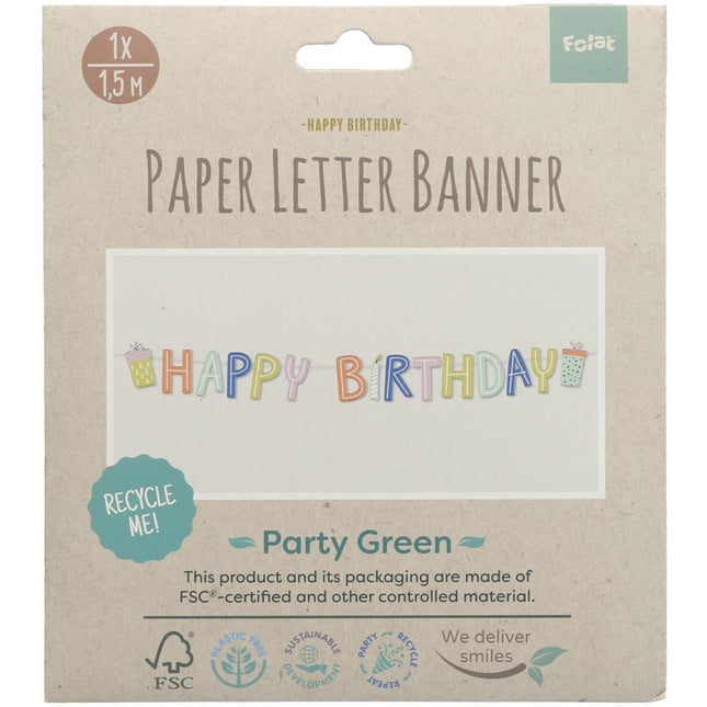 Happy Birthday Letterslinger Eco 1,5m van Folat koop je bij Partywinkel