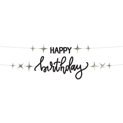 Happy Birthday Letterslinger Zwart 1,5m van Folat koop je bij Partywinkel