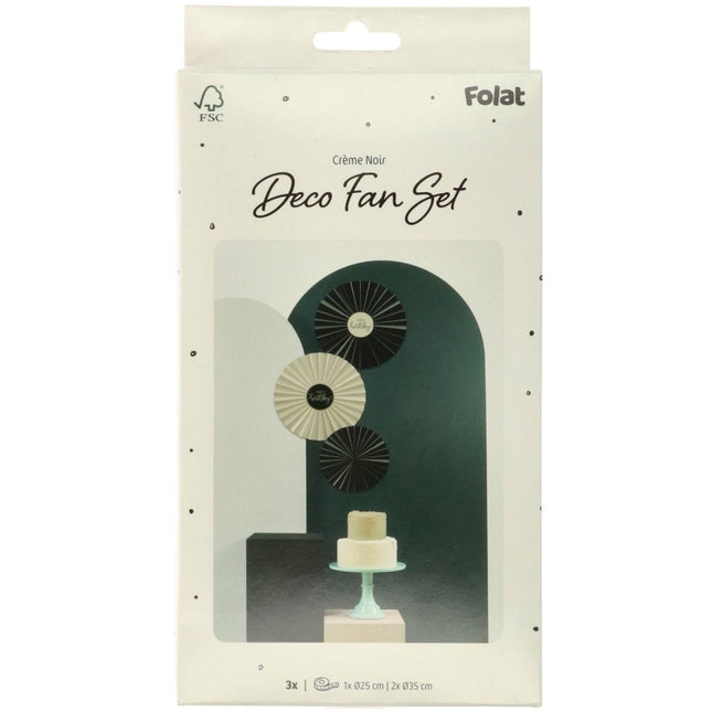 Happy Birthday Papieren Waaiers Zwart 3st van Folat koop je bij Partywinkel