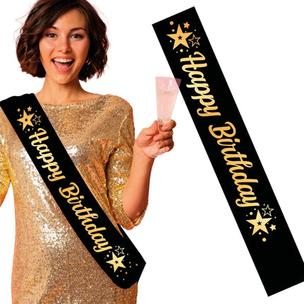 Happy Birthday Sjerp Zwart Goud van Fiestas Guirca koop je bij Partywinkel