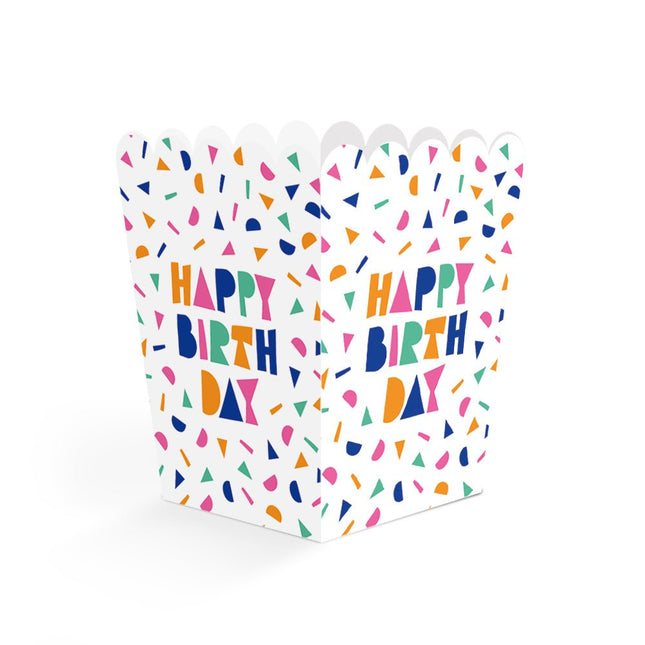 Happy Birthday Snackbakjes Confetti 10,5cm 8st van WeFiesta koop je bij Partywinkel