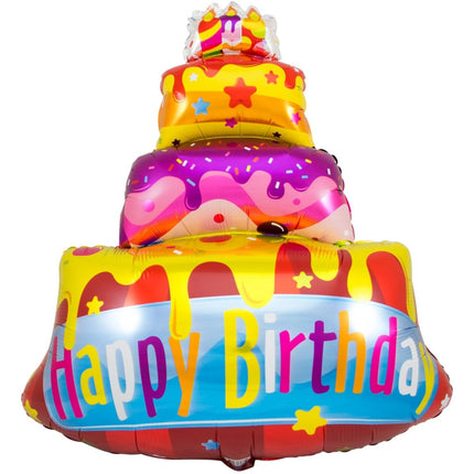 Happy Birthday Taart Folieballon - 67x73cm van Folat koop je bij Partywinkel
