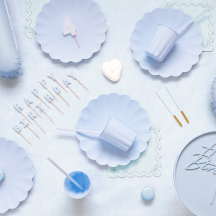 Happy Birthday Taarttopper Blauw 16,5cm van Partydeco koop je bij Partywinkel