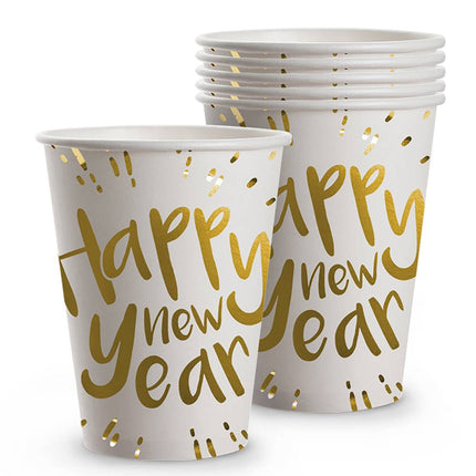 Happy New Year Bekers Karton 250ml 6st van Boland koop je bij Partywinkel