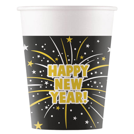 Happy New Year Bekers Papier 200ml 8st van Procos koop je bij Partywinkel