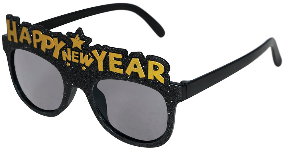 Happy New Year Bril Zwart Goud - Partywinkel - 8434077182109