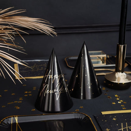 Happy New Year Feesthoedjes 16cm 6st van Partydeco koop je bij Partywinkel