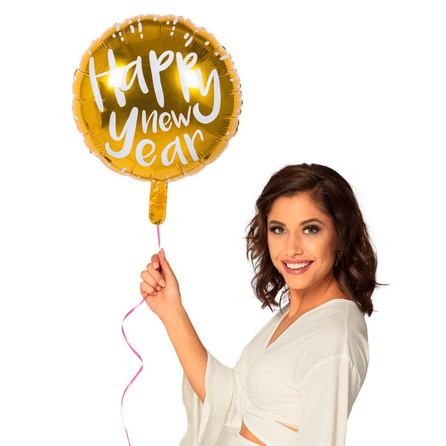 Happy New Year Helium Ballon Leeg 45cm van Boland koop je bij Partywinkel