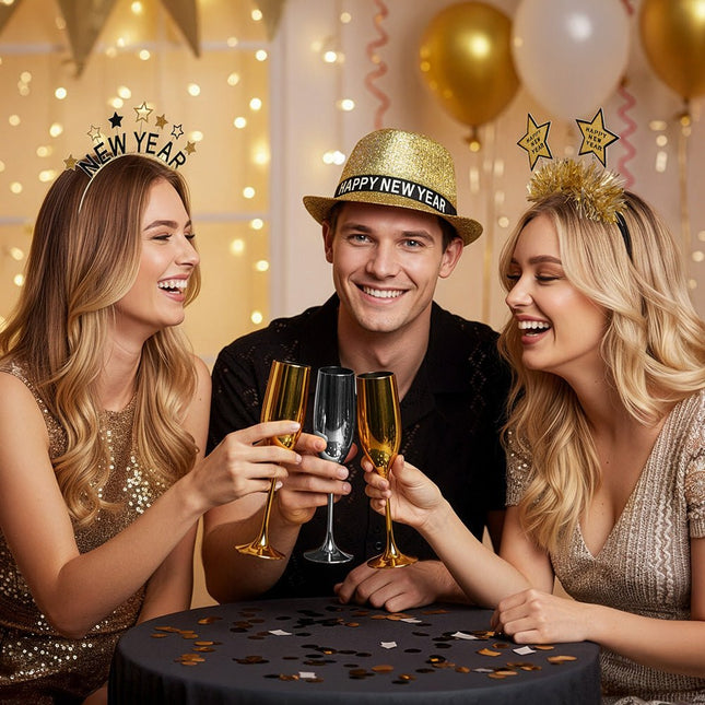 Happy New Year Hoed Goud Glitters van Boland koop je bij Partywinkel