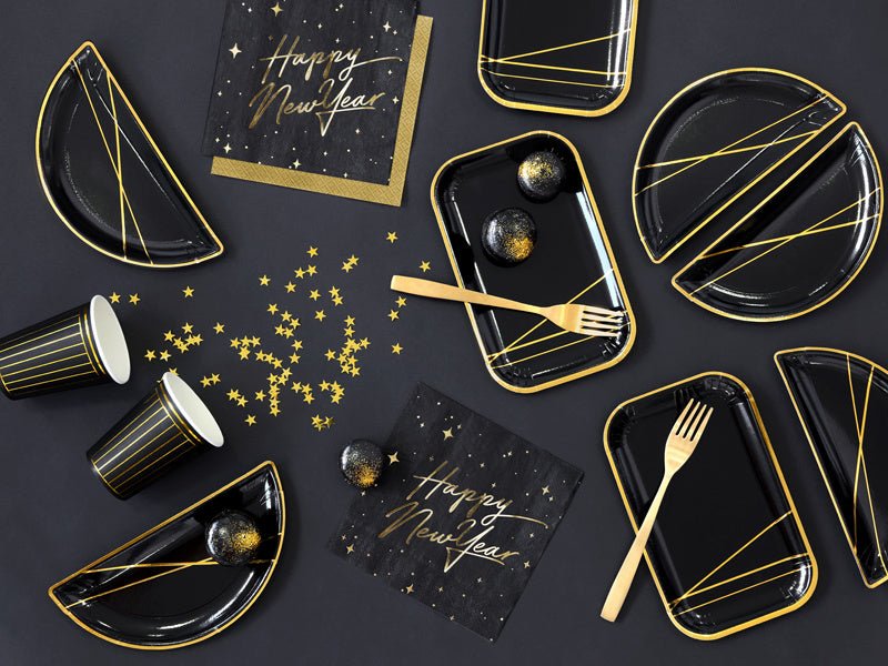 Happy New Year Servetten Zwart 33cm 20st van Partydeco koop je bij Partywinkel