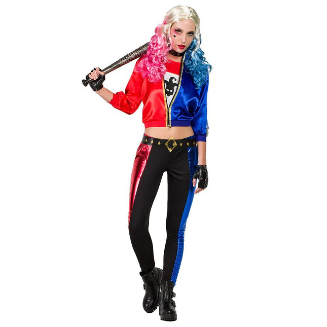 Harley Quinn Kostuum Blauw Rood Dames van Boland koop je bij Partywinkel