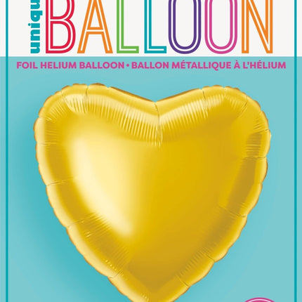 Hart Helium Ballon Goud Leeg 45cm van Unique koop je bij Partywinkel