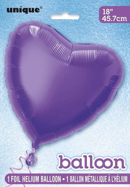 Hart Helium Ballon Paars Leeg 45cm van Unique koop je bij Partywinkel