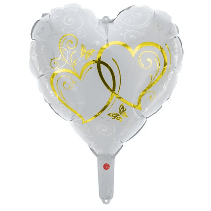 Hart Helium Ballon Wit Goud Leeg 45cm van VDV Benefit koop je bij Partywinkel
