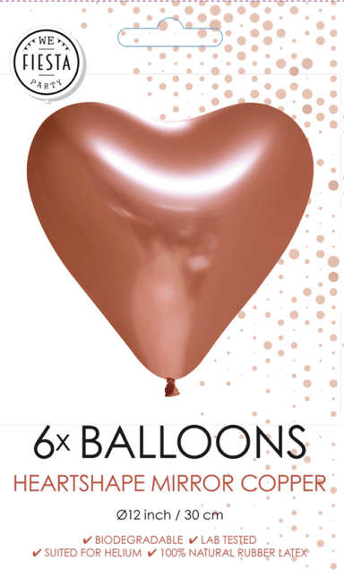 Hartjes Ballonnen Koper 30cm 6st van WeFiesta koop je bij Partywinkel