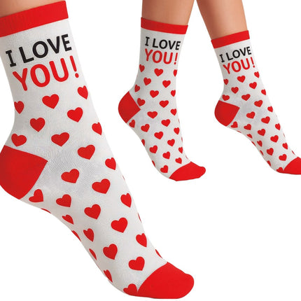 Hartjes Sokken Wit Rood Volwassenen van Fiestas Guirca koop je bij Partywinkel