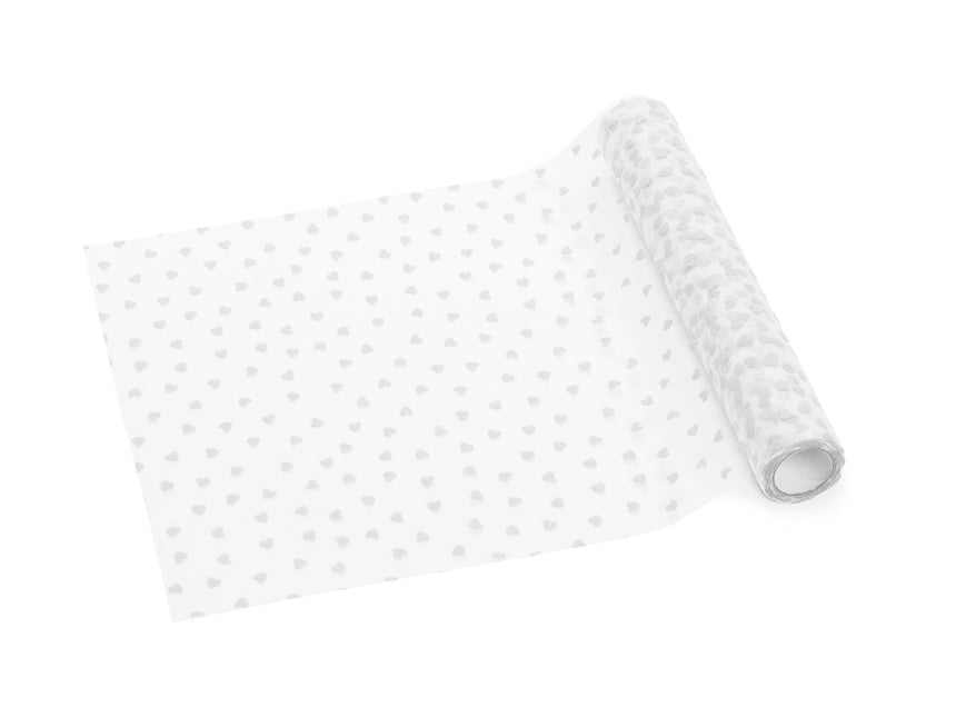 Hartjes Tafelloper Wit Tule 9m van Partydeco koop je bij Partywinkel