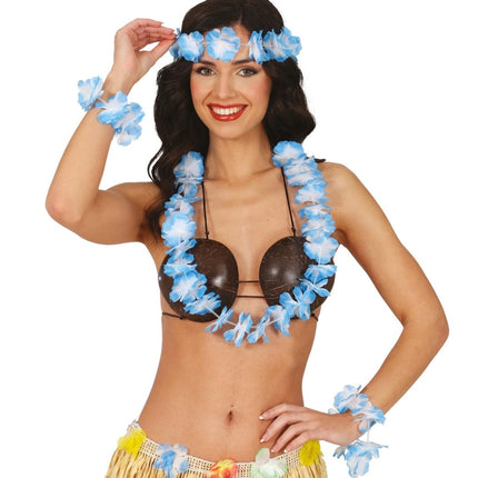 Hawaii Accessoireset Blauw 4 delig - Partywinkel - 8434077270646