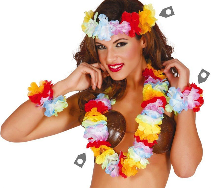 Hawaii Krans Set Deluxe 3 delig - Partywinkel - 8434077185070