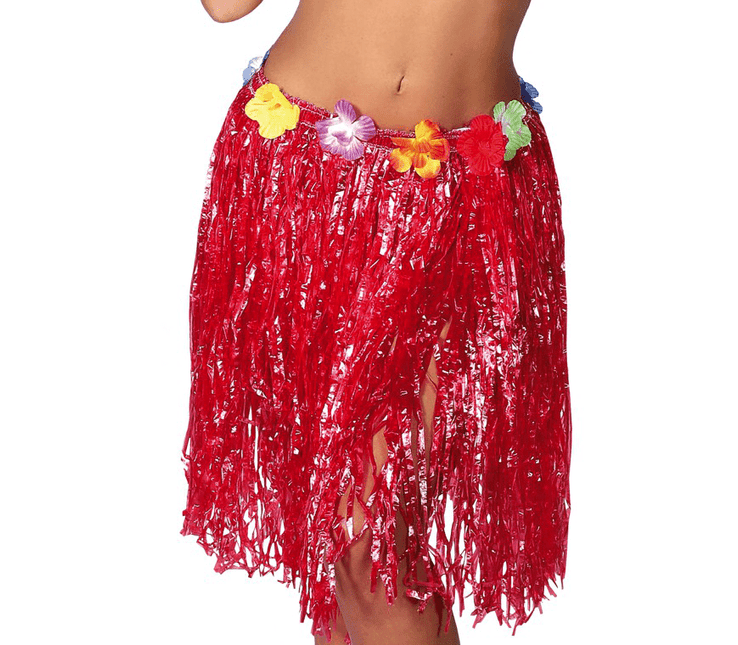 Hawaii Rok Bloemen Rood 50cm van Fiestas Guirca koop je bij Partywinkel