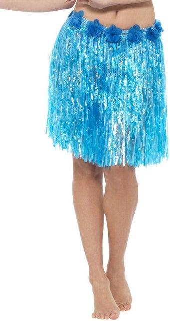 Hawaii Rokje Blauw met Bloemen van Smiffys koop je bij Partywinkel