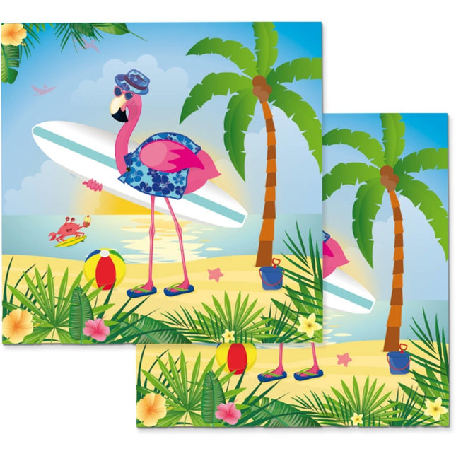 Hawaii Servetten Flamingo 33cm 20st van Folat koop je bij Partywinkel