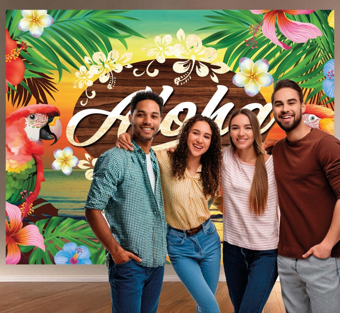 Hawaii Wanddecoratie Aloha 2,2m - Partywinkel - 8434077311868
